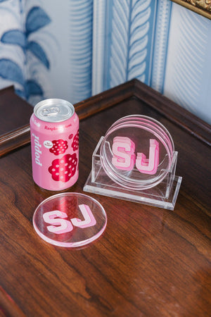 Acrylic Coasters (Set of 4) with Holder