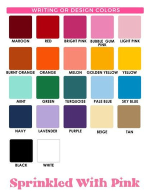 A graphic that shows the colors that can be used to customize the design of the sweatshirt.