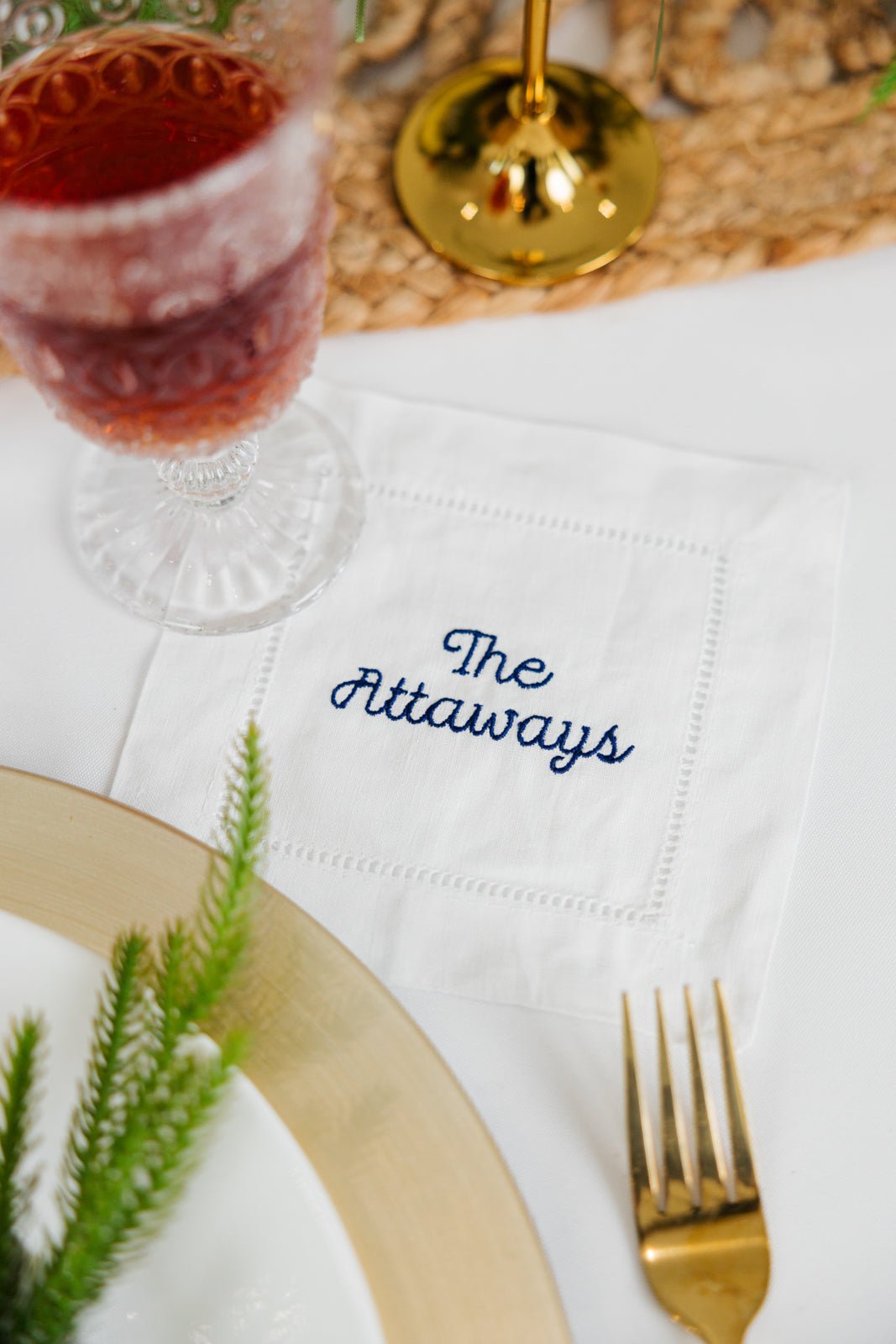 Custom Embroidered Cocktail Napkins (Set of 4)