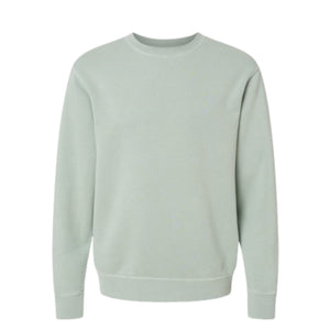 Mint green sweatshirt featuring a soft pigment-dyed finish and a comfortable fit, perfect for casual outings.