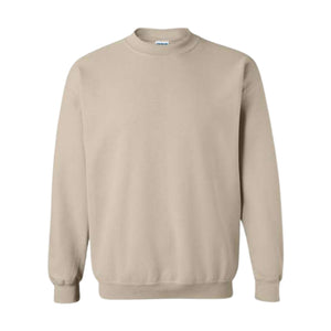 Neutral sand-colored sweatshirt with a smooth texture and classic fit, versatile for casual or layered looks.