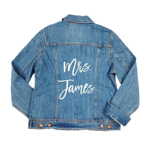 Custom Script Denim Jacket - Sprinkled With Pink #bachelorette #custom #gifts