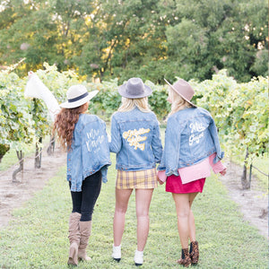 Custom Script Denim Jacket - Sprinkled With Pink #bachelorette #custom #gifts