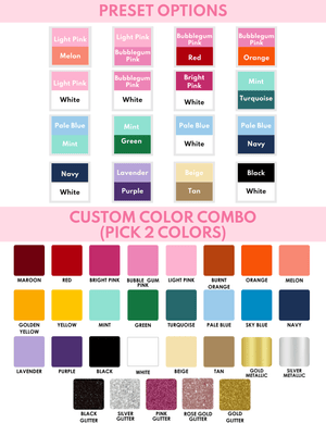 A graphic showing the color options to customize a product.