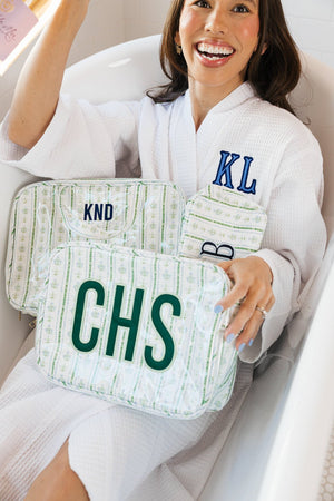 Embroidered Clear Coated Hanging Toiletry Bag