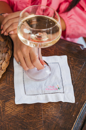 Embroidered Custom Last Name Cocktail Napkins (Set of 4)