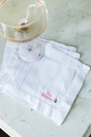 Embroidered Custom Last Name Cocktail Napkins (Set of 4)