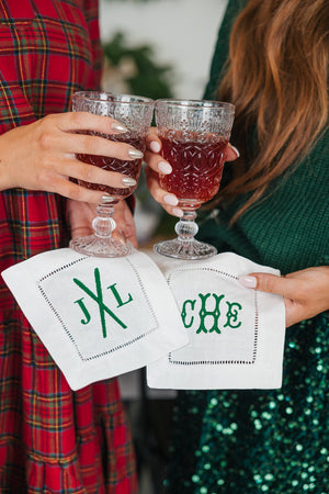 Embroidered Monogram Cocktail Napkins (Set of 4)