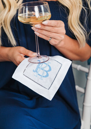 Embroidered Monogram Cocktail Napkins (Set of 4)