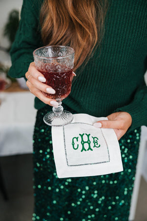 Embroidered Monogram Cocktail Napkins (Set of 4)