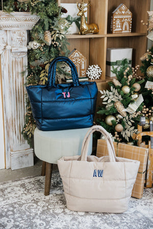 Embroidered Puffer Tote