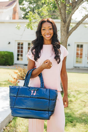 Embroidered Puffer Tote