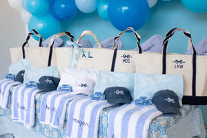 A group of products are customized for a Last Toast On The Coast bachelorette