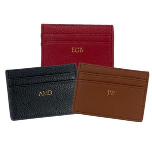 Leather Cardholder with Gold Foil Monogram