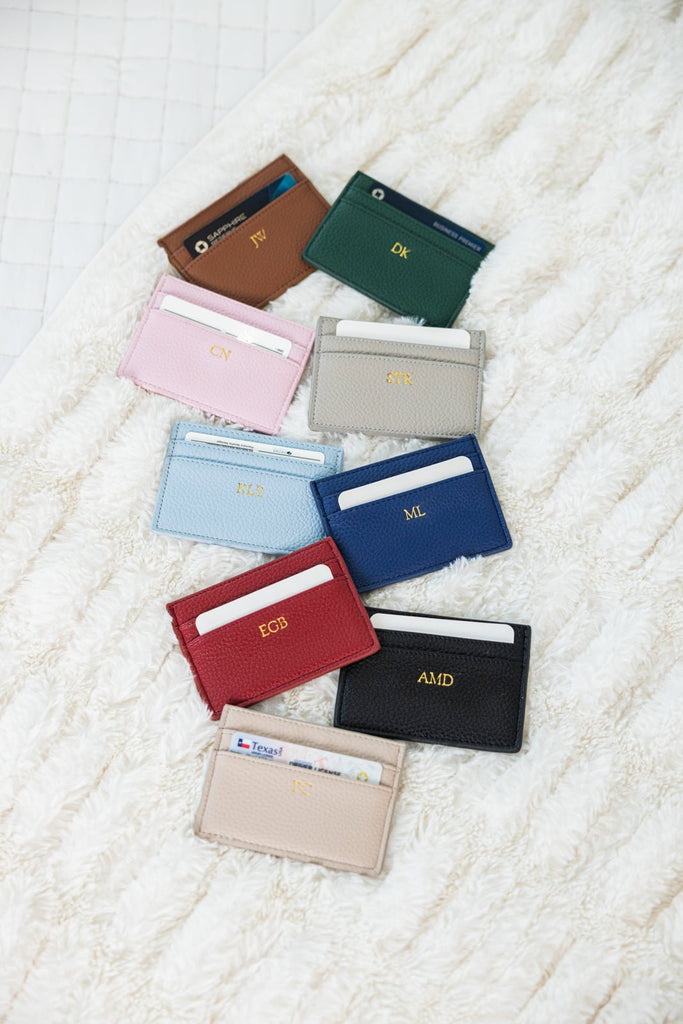 Leather Cardholder with Gold Foil Monogram