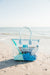 A white, pink, and a blue clear tote are personalized with different colored monograms.