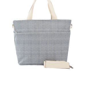 Embroidered Monogram Striped Cooler Tote