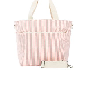 Embroidered Monogram Striped Cooler Tote