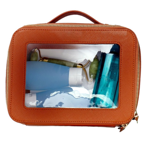 Clear Leather Toiletry Case - Top