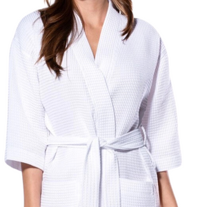 Embroidered Monogram Waffle Knit Robe