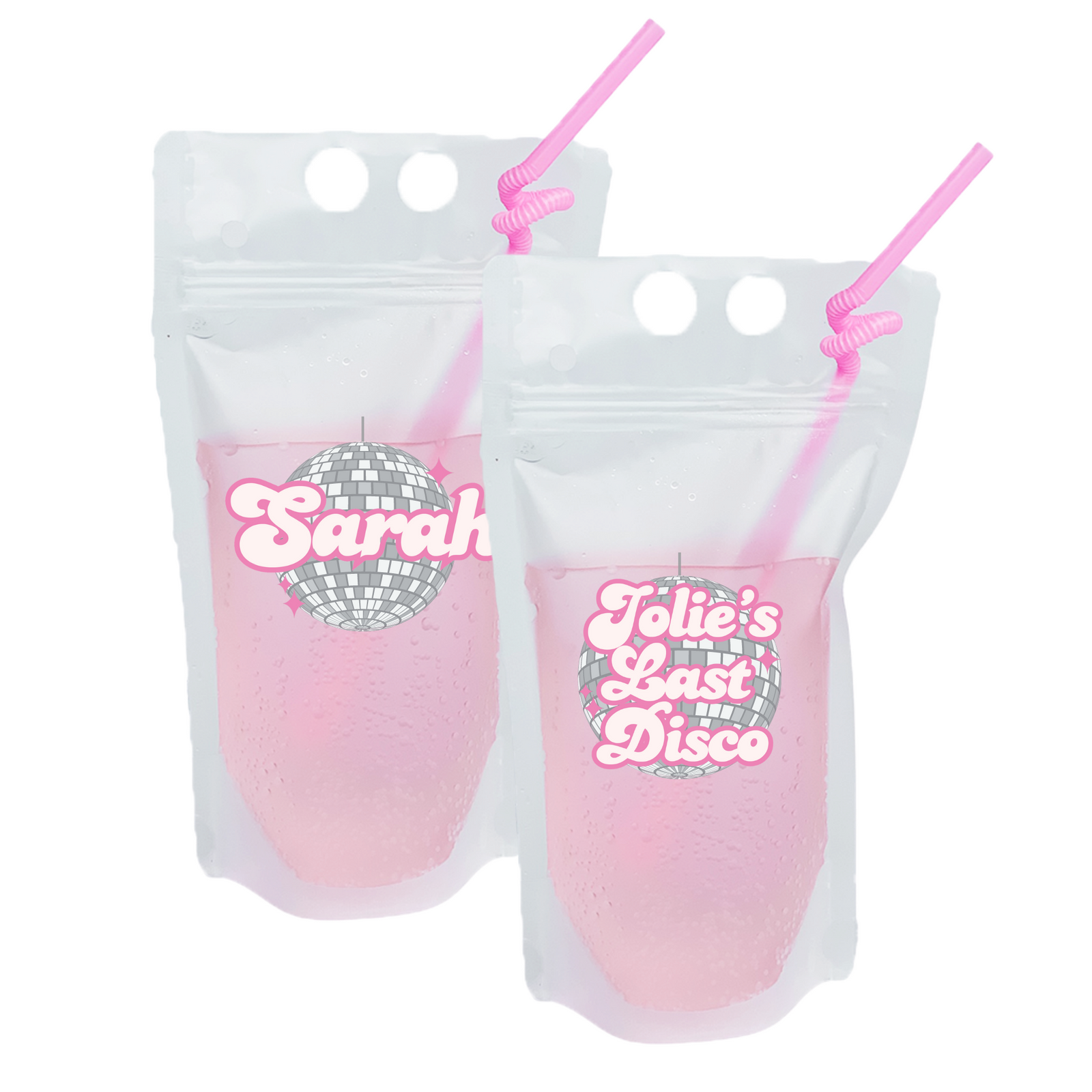 Bachelorette Party Collapsible Plastic Drink Pouches with Straws - 25 Pc.