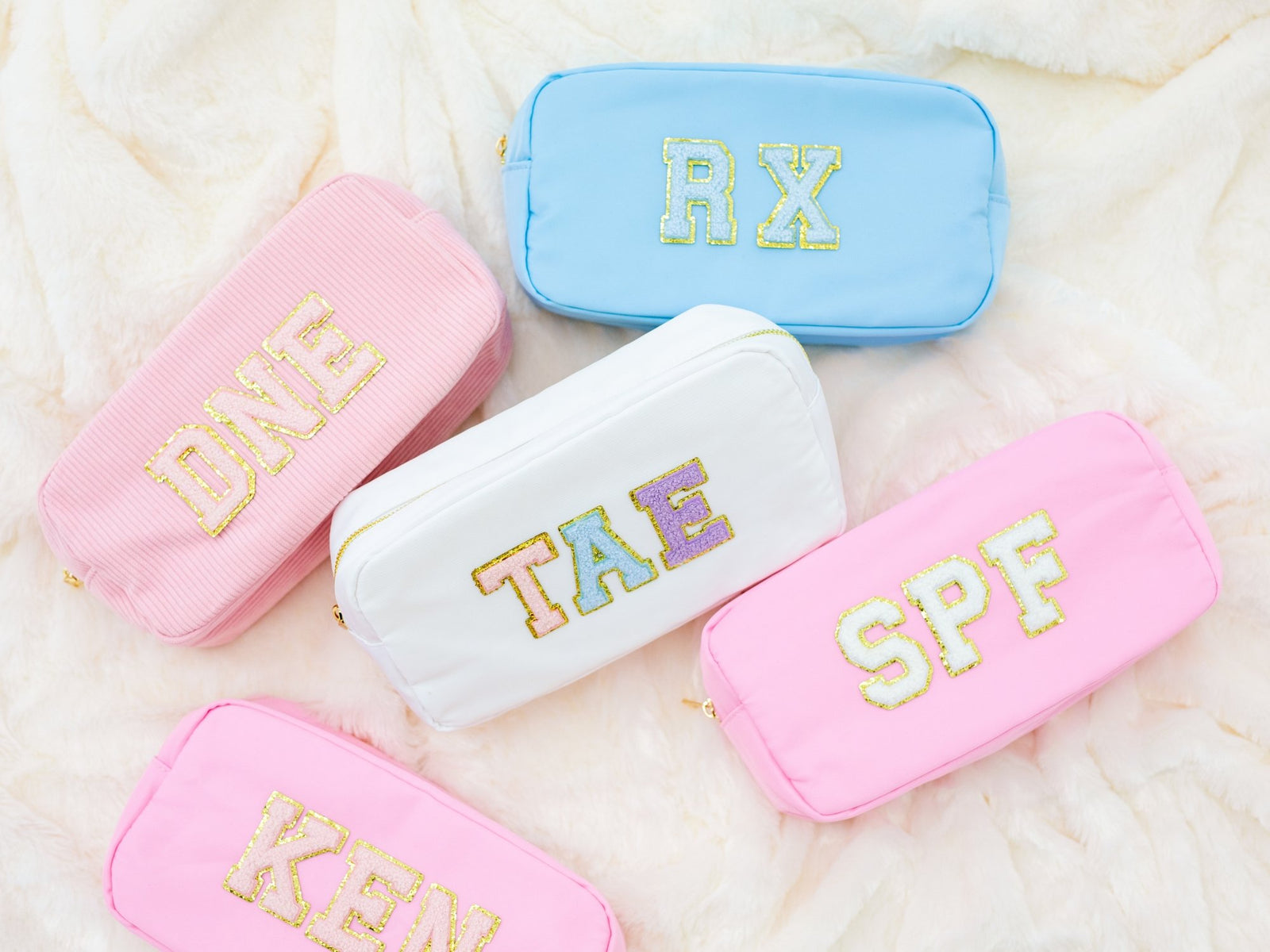 Nylon Pouch with Patches - Sprinkled With Pink #bachelorette #custom #gifts