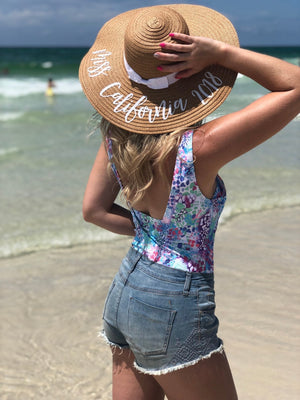 Custom Floppy Beach Hat - Sprinkled With Pink #bachelorette #custom #gifts