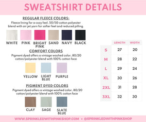 A graphic showing the fit, sizing, colors, and details of the product.