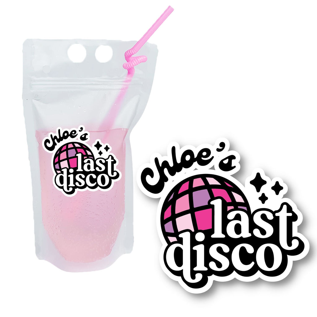 Custom Last Disco Party Pouch - with disco ball (Set of 10) - Sprinkled With Pink #bachelorette #custom #gifts