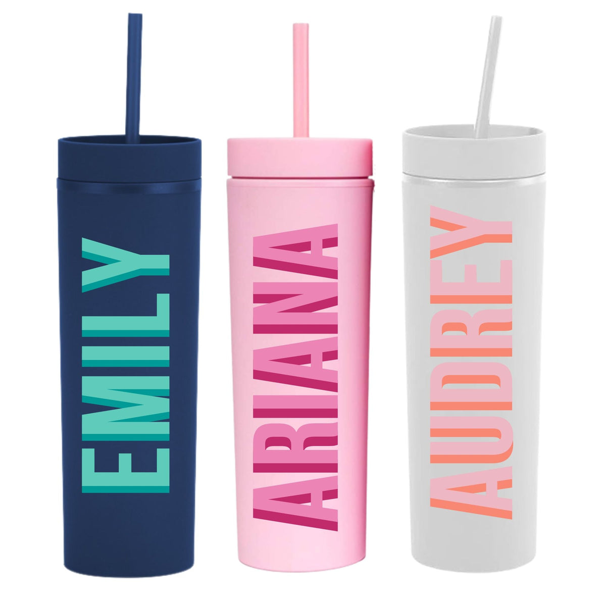 Skinny Tumblers with Lids and Straws Bulk.Matte Light Pink Slim  Tumbler Cups with Straws.16 oz Plastic Pastel Double Walled Acrylic Skinny  Tumblers for Smoothie Ice Coffee.Customizable DIY Gift. : Everything Else