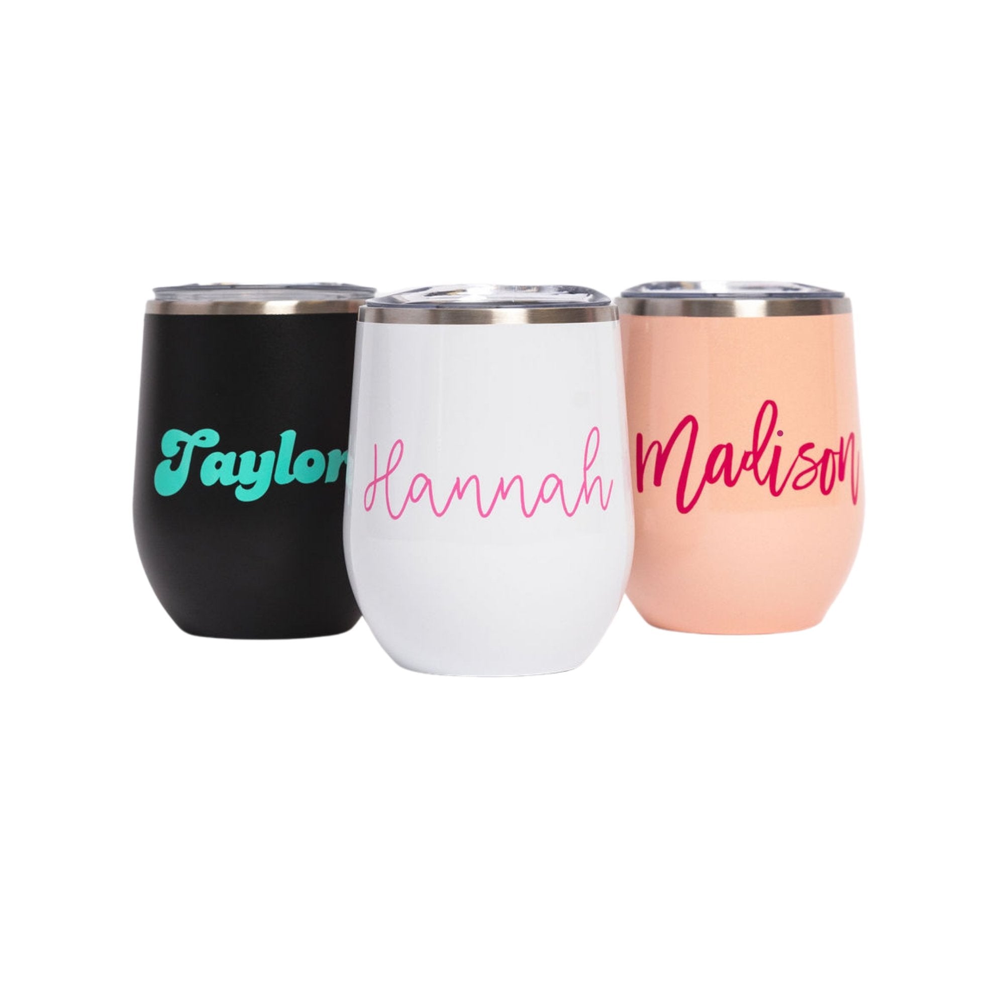Personalized Wine Tumbler with Lid 12 oz Double Wall Insulated Stainless  Steel Custom Cup, Gifts for Women, Wedding, Birthday