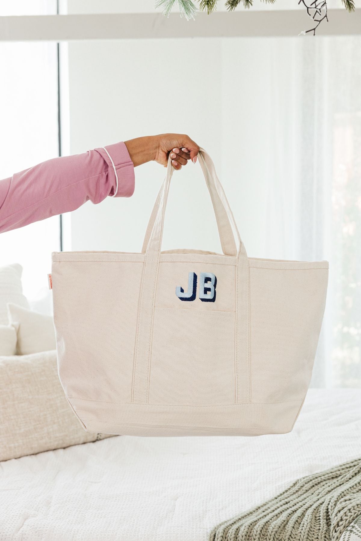 Personalized Lilly Anchor Canvas Tote Bag - White
