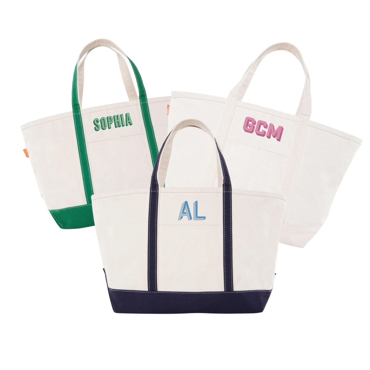 Embroidered Initials Canvas Tote Bag