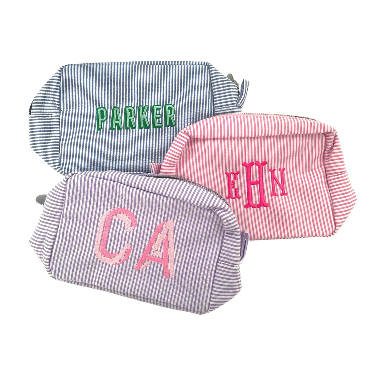White Monogrammed Travel Jewelry Case - Sprinkled With Pink