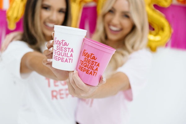 Fiesta Siesta Tequila Party Cups - Plastic Stadium Tumblers with