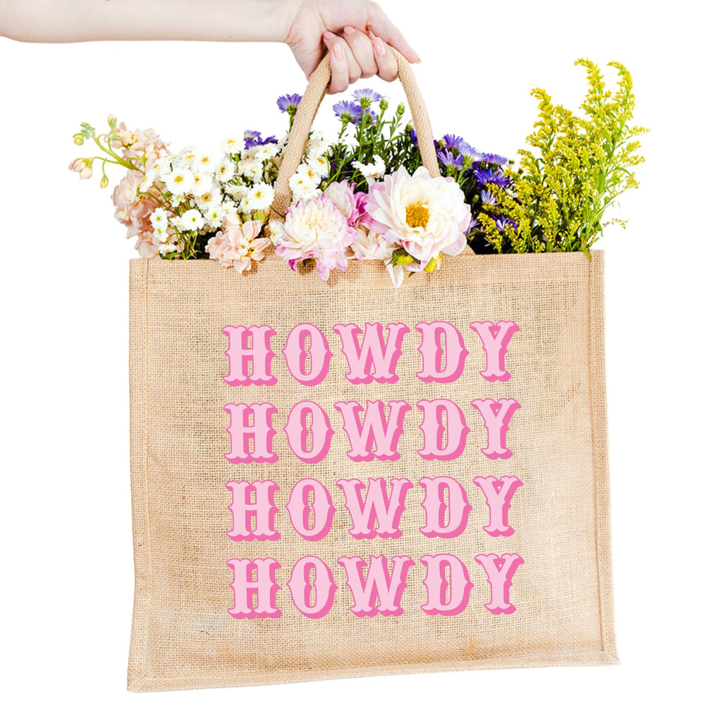 Howdy Jute Carryall - Sprinkled With Pink #bachelorette #custom #gifts