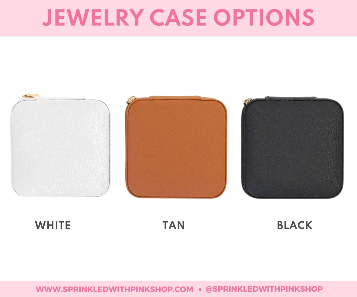 White Monogrammed Travel Jewelry Case - Sprinkled With Pink