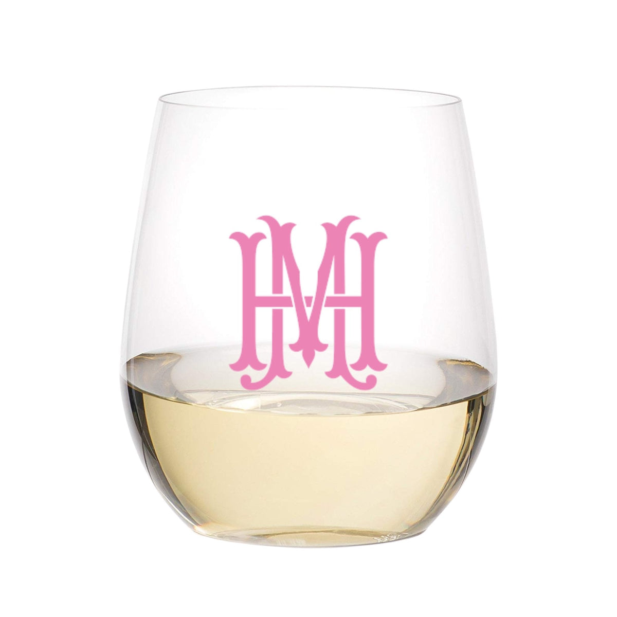 Shadow Monogram Stemless Wine Glass - Sprinkled With Pink