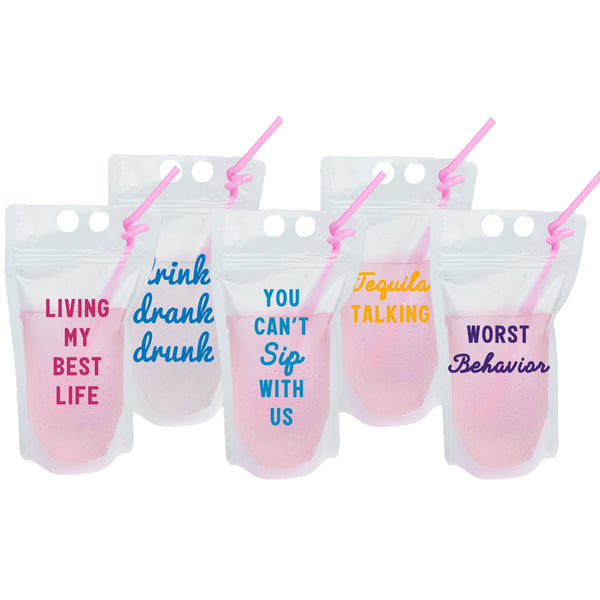 Personalized Reusable Drink Pouch With Straw Choose Your Saying, Add Your  Name, Make up Own Saying FREE SHIPPING 