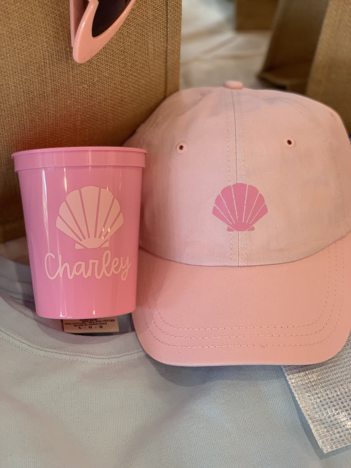 Seashell Baseball Hat - Sprinkled With Pink