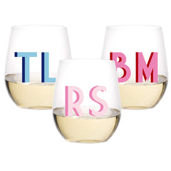 Monogram Scroll Stemless Wine Glasses