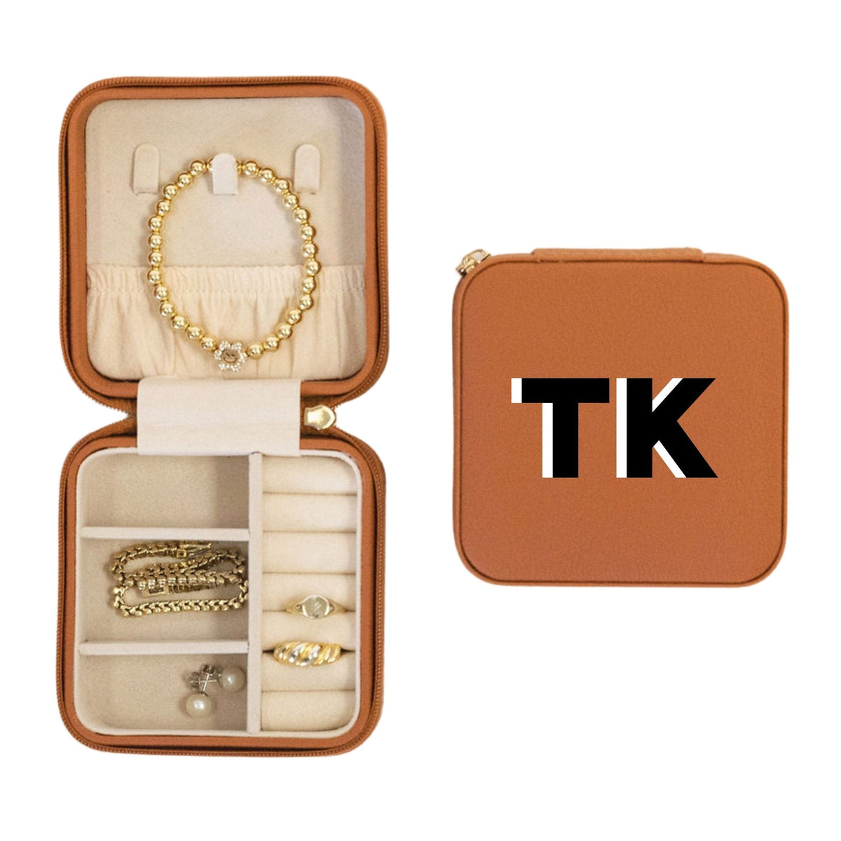 Petite Monogrammed Travel Jewelry Case