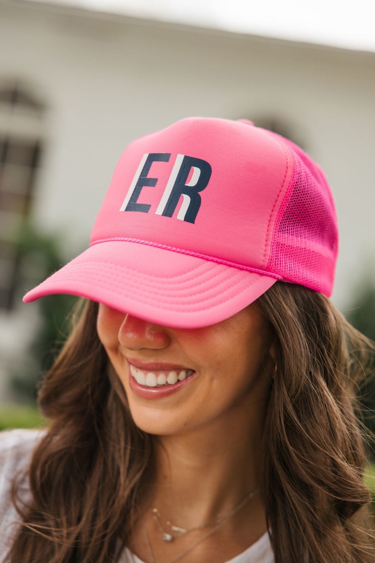 Monogrammed Trucker Hat - Sprinkled With Pink