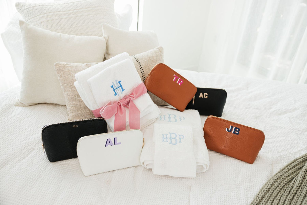 Monogrammed Everyday Italian Leather Mini Zipper Pouch